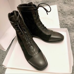 Leather thick winter boots with zippers
